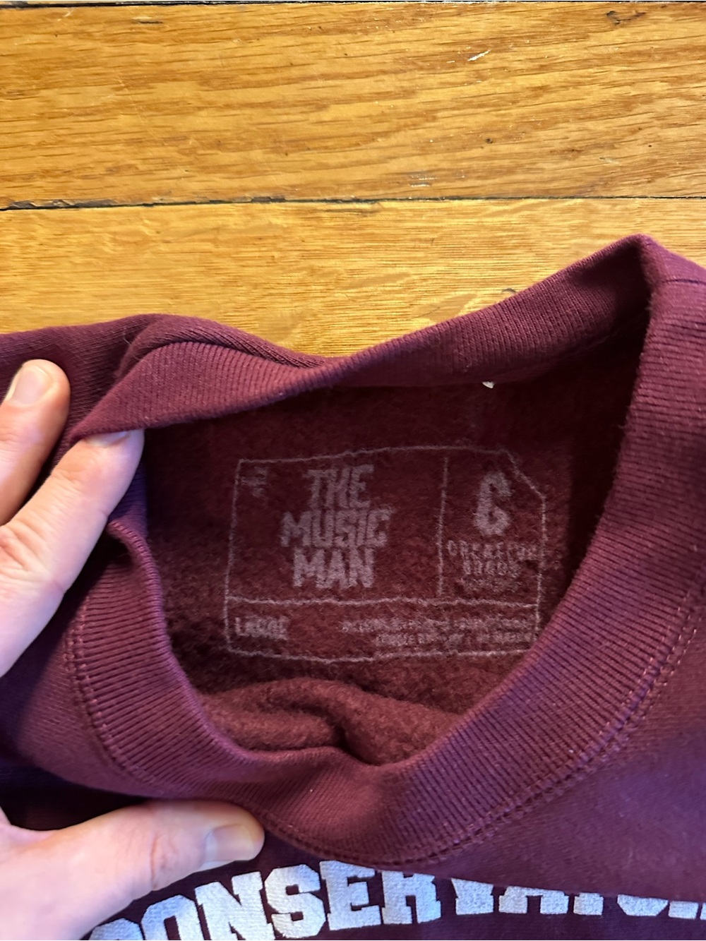 LARGE The Music Man Broadway Burgundy Sweatshirt Gary Conservatory Hugh Jackman - Picture 4 of 6